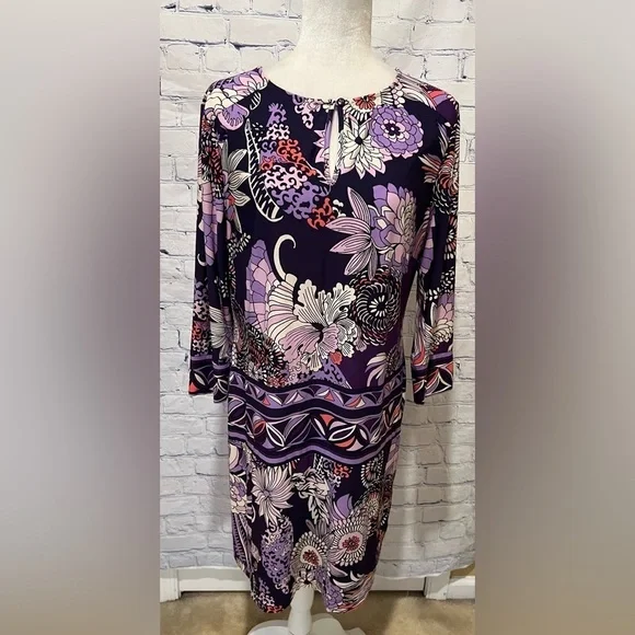 Donna Morgan Purple Floral Dress size 12 - Picture 1 of 8